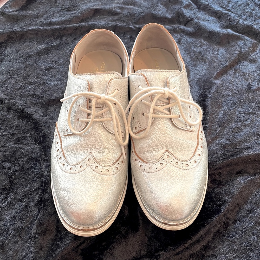 Cole Haan Grand Os Lace Up Oxford silver metallic Size 7.5
